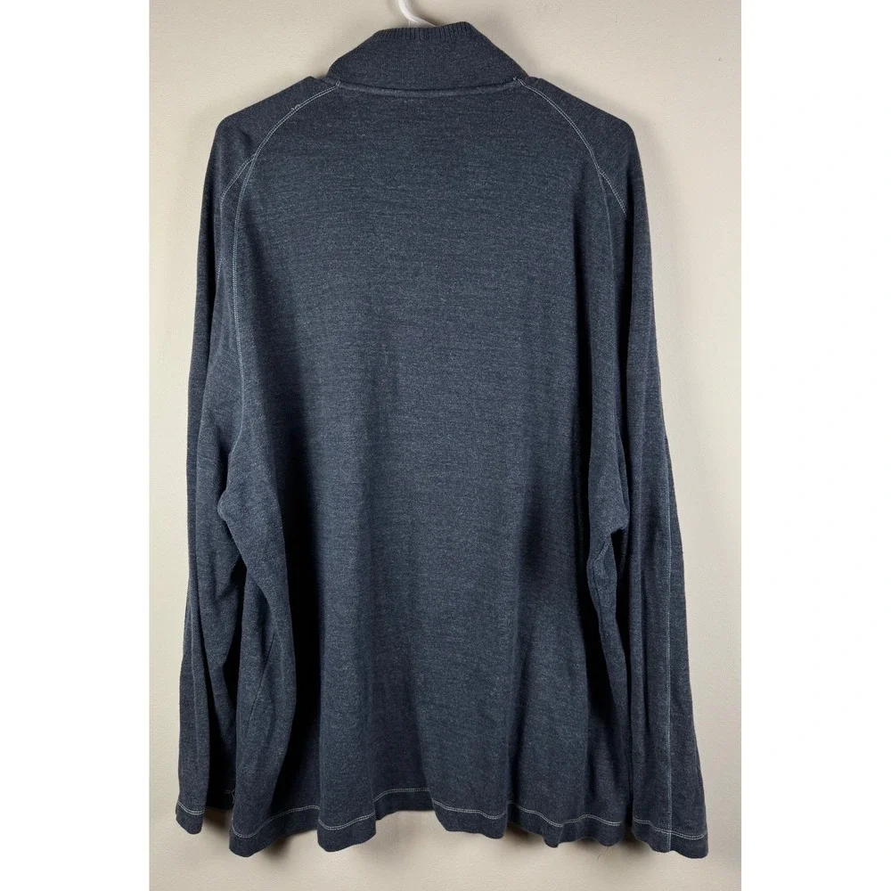 Robert Graham Blue Textured Quarter Zip Long Sleeve Pullover Shirt Men's 4XL - Picture 3 of 7